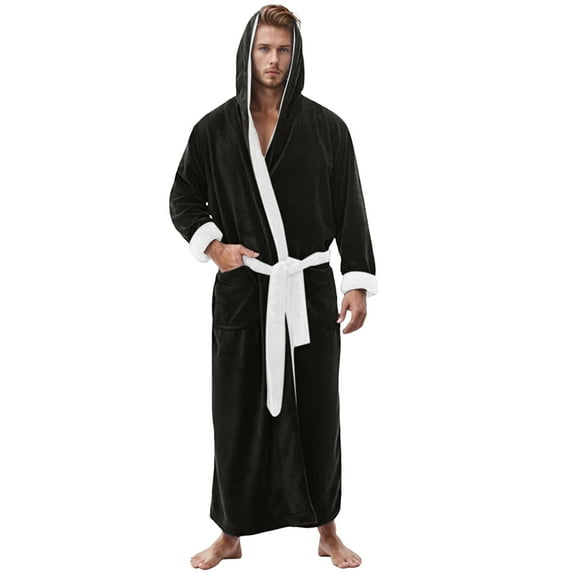 Xudanell Men Hooded Bathrobe for Men 100 Cotton Terry Bathrobes with Hood Towel Spa Robe Bathrobe for Men Loungewear for S-5XL