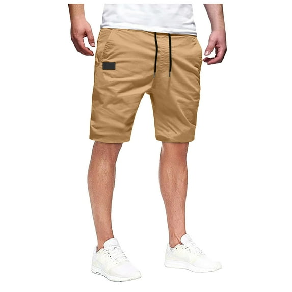 Xudanell Men Outdoor Casual ShortsShorts Hiking Jogger Classic Fit Drawstring Shorts with Multi Pockets Summer Beach Jogging Leisure Summer Casual Shorts,L