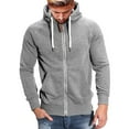 thumbnail image 1 of Xudanell Men Zipper up Solid Hoodies Autumn Casual Sweatshirt Hooded Coat (Grey,XXL), 1 of 4