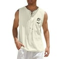 thumbnail image 1 of Xudanell Men's Tank Tops Big and Tall Summer Tank Top Workout Sports Sleeveless Round Neck T-shirt Solid Color Tank Top/shirt Blouses Sports Running Basketball Workout (Beige,XL), 1 of 4
