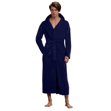 FashGudim Men's Buffalo Plaid Flannel Robe - 100% Cotton Shawl Collar Full Length Bathrobe