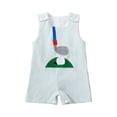 thumbnail image 1 of Xudanell Newborn Baby Boys Sleeveless Seersucker Romper One Piece Straps Overalls Striped Jumpsuit Summer Smocked Clothes (Light Green, 0-6 Months), 1 of 9