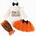 thumbnail image 1 of Xudanell Newborn Baby Girl My 1st Thanksgiving Outfit Romper Top, Mesh Short Pants, Leg warmers with Headband Clothes Set (Orange, 12-18 Months), 1 of 9