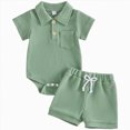 thumbnail image 1 of Xudanell Newborn Boy Clothes Baby Boy Outfits Set Baby Boy Summer Clothes Soft Cotton Short Sleeve Top Shorts for 0-18M (3-6 Months,Green), 1 of 6