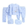 thumbnail image 1 of Xudanell Boy Outfits Cotton 5 Piece Set Coming Home Outfit with Hat Trendy Underwear Clothes Lace Closure, 1 of 9