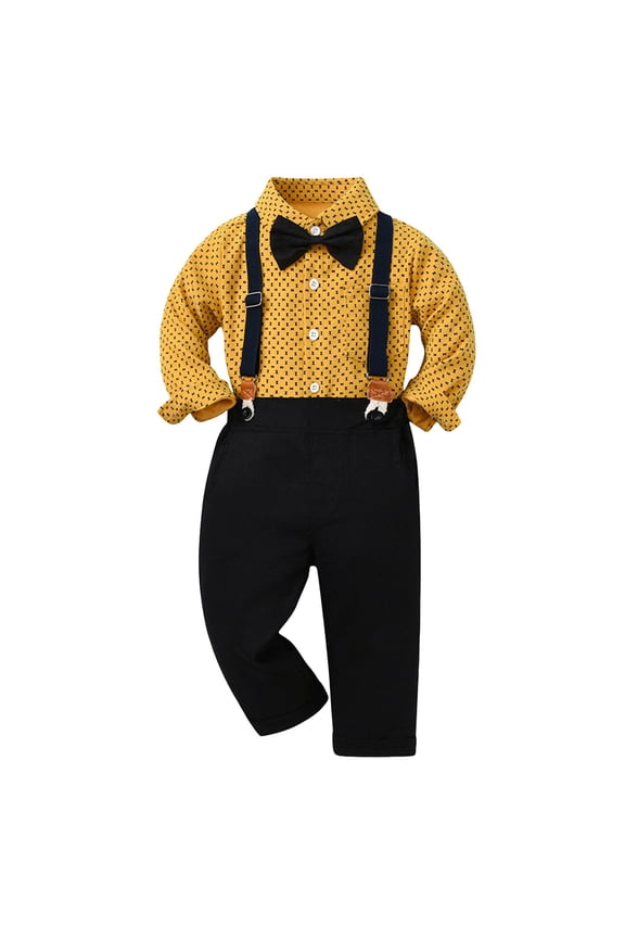 Boy Outfits Dress Coloring Printed Shirt Stretch Birthday Gentle Set Baby Boy Outfit Outerwear Yellow 3-4 Years