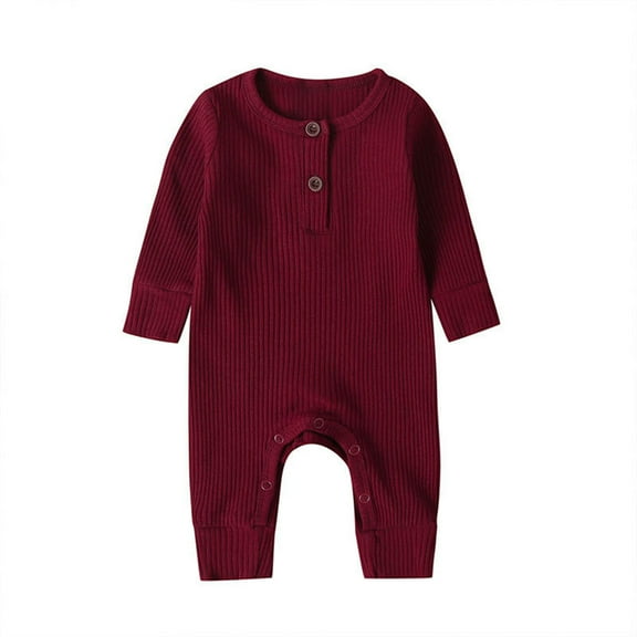 Xudanell Newborn Boy Outfits Ribbed Solid Color Baby Boy Winter Outfit Long Sleeved Button Home Wear
