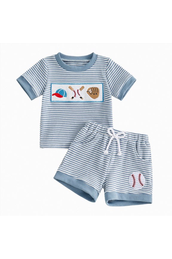 Newborn Boy Outfits Summer 2t Boys Clothes Embroidered Knit Clothes Pattern Shirt Shorts Durable Baby Sets