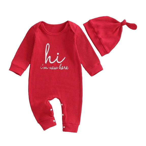 Xudanell Newborn Outfit Baby Embroidery Letter Boy Fall Outfits 12-18 Month Boy Clothes Romper with Hat