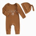thumbnail image 1 of Xudanell Newborn Outfit Baby Embroidery Letter little pumpkin Boy Fall Outfits Boy Clothes Romper with Hat, 1 of 6