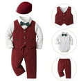 thumbnail image 1 of Xudanell Outfit Crawling Shirt Vest with Hat Birthday Gentle Suit Baby Outfits Boy Red 0-6 Months, 1 of 9