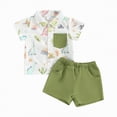 thumbnail image 1 of Xudanell Outfit Summer Cartoon Pattern Kids Clothes Boys Button Short Sleeve Blouse Baby Clothes Boy Light Green 2-3 Years, 1 of 7