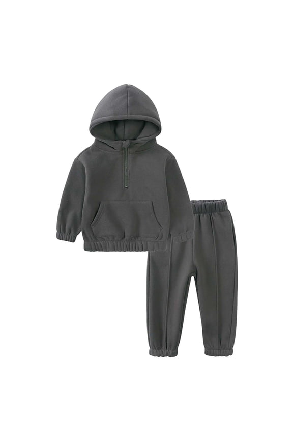 Outfits Baby Boy Hoodie Pants Set Simple Solid Color Baby Outfits Comfortable Warm Dark Gray 3-4 Years