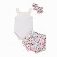 thumbnail image 1 of Xudanell Newborn Photography Outfits Girl Baby Sleeveless Romper Ruffle 3pcssets Butterfly Print Shorts Headband Set Baby Clothes, 1 of 7