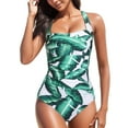 thumbnail image 1 of Xudanell One Piece Swimsuit for Women Tummy Control Bathing Suits Ruched Swim Suit Push Up Tie Back Swimwear Sexy Summer Swimwear (XS,Green), 1 of 4