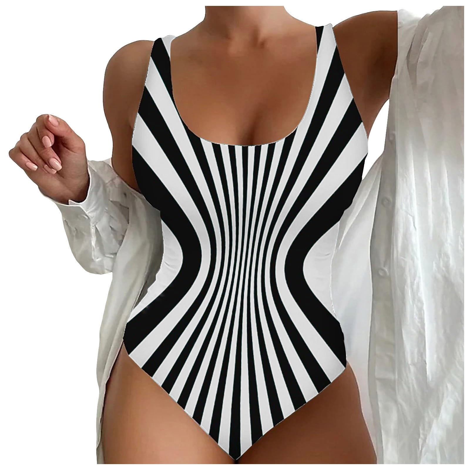 Xudanell One Shoulder One Piece Swimsuit Women Ribbed Bathing Suit 1 ...
