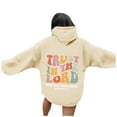 thumbnail image 1 of Xudanell Oversized Hoodie Womens Breathable Tops Graphic Hooded Minimalist Sweatshirt Woman Clothing Fashion Beige M, 1 of 7