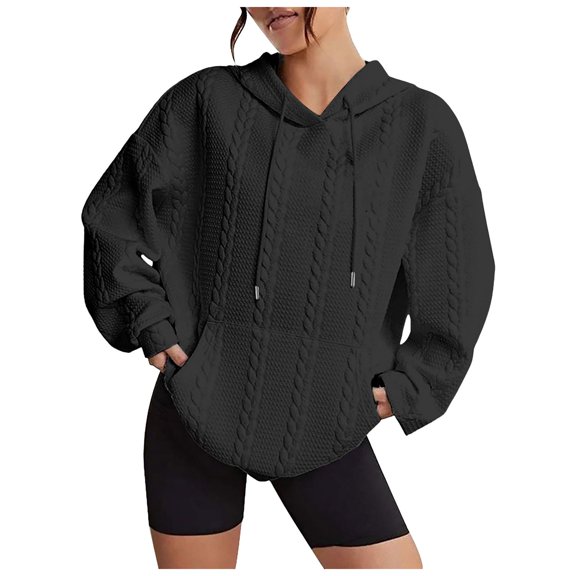 Xudanell Oversized Hoodies for Women Gradient Lightweight Sweaters for Women Drawstring Pullover Sweatshirt Black XXL