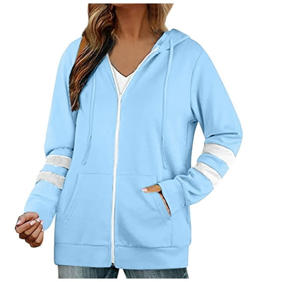 Xudanell Oversized Hoodies for Women Thin Front Zipper Long Sleeve Baggy Fashion Spring Autumn BU1 XL