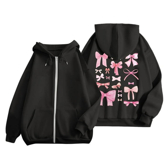 Xudanell Oversized Sweatshirt for Women Girls Oversized Sweatshirt Graphic Print Hooded Jackets for Women Trendy Black L