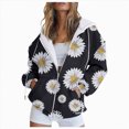 thumbnail image 1 of Xudanell Oversized Zip up Hoodie for Women Floral Butterfly Jackets for Girls Drawstring Women Blouses with Graphic, 1 of 5