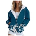 thumbnail image 1 of Xudanell Oversized Zip up Hoodie for Women Floral Butterfly Print Fall Sweatshirt Workout Drawstring Jackets Cute Clothes Light Blue L, 1 of 4