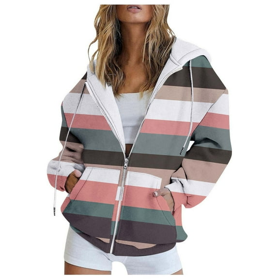 Xudanell Oversized Zip up Hoodie for Women Floral Butterfly Print Fall Sweatshirt Workout Drawstring Jackets Cute Clothes Light Pink XXL