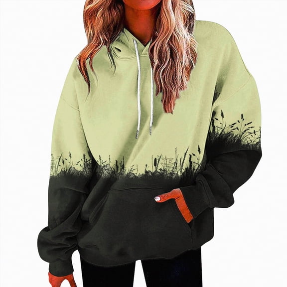 Xudanell Plus Size Sweatshirts for Women Football Sweatshirts for Women Gradient Print Hoodies with Pockets Fashion Street Wear