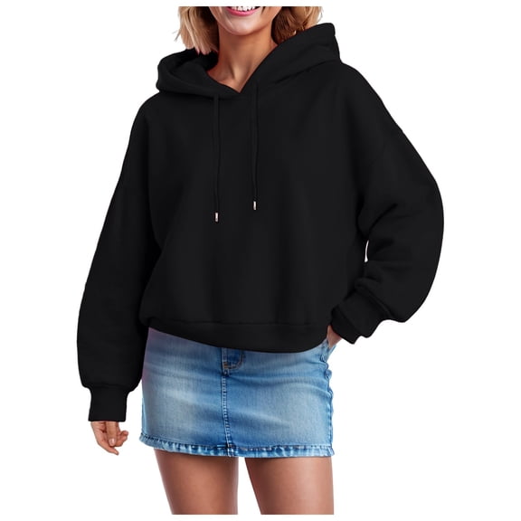 Xudanell Pullover Sweatshirts for Women Pullover Lightweight Sweatshirts Oversized Hoodies Long Sweatshirt Black M
