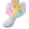 thumbnail image 1 of Xudanell Ruffle Socks for Girls Rainbow Color Mesh Lace Baby Socks Summer Thin Dance Performance, 1 of 2