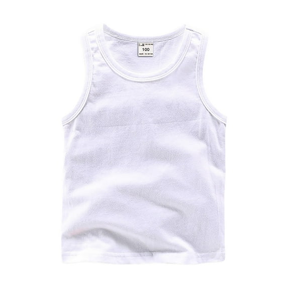 Xudanell Shirts for Girls Girls Tops Vest Solid Color Breathable Toddler Girl Short Sleeve Vest Shirts White 5-6 Years
