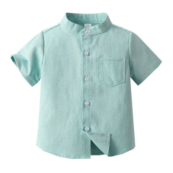 Xudanell Shirts for Teens Solid Color Single Dress Top Pocket Boys Uniform Shirts Boys Tshirts