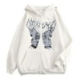 thumbnail image 1 of Xudanell Skeleton Zip up Hoodie Women Butterfly Oversized Jacket Graphic Hoodie Sweatshirt Casual White XXXL, 1 of 4