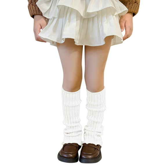 Xudanell Socks for Girls Toddler Knee High Socks Knitted Cute Stacked Socks Winter Leg Warmers Solid Color Socks