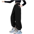 thumbnail image 1 of Xudanell Softball Pants for Girls Youth Sports Pants Girls Leg Binding Pants Plain Sweatpants Teen Girls Bike Sweatpants Black 10-12 Years, 1 of 9