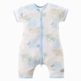 thumbnail image 1 of Xudanell Summer Clothes for Girls Newborn Baby Jumpsuit Romper with Front Zipper Stretch Summer Set Casual Light Blue 9-12 Months, 1 of 8