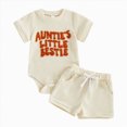 thumbnail image 1 of Xudanell Summer Clothes for Girls Newborn Baby Mama Girl Clothes Little Short Sleeve Romper Shorts Set Infant Knit Breathable Light Yellow 0-3 Months, 1 of 8