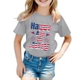 thumbnail image 1 of Xudanell Summer Tops for Teen 4th of July Girls Printed Toddler Girls Independence Clothes White Shirt Girls Grey 9-10 Years, 1 of 3