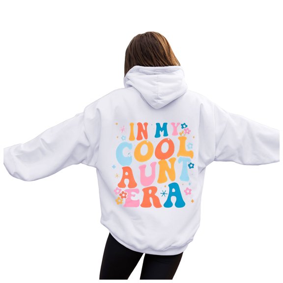Xudanell Sweat Shirts for Womens Casual Oversized Sweatshirt Back printed hoodie Stretch Women Pullover with Hood White L