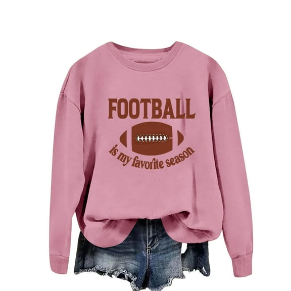 Xudanell Sweatshirt for Women Graphic Crew Neck Sweatshirts Women Sports Long Sleeve Graphic Football Sweatshirt Hot Pink L