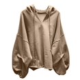 thumbnail image 1 of Xudanell Sweatshirt for Women Sports Inspired Hoodie Womens for Winter Baggy Sleeve Black Hoodie Khaki L, 1 of 4
