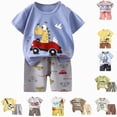 thumbnail image 1 of Xudanell Toddler Baby Boy Clothes for 2t 3t Boys Cute Summer Short Sleeve T-Shirt Tops Shorts Clothes Sets Baby Boy OutfitsSky Blue for Size 3-4 Years, 1 of 4