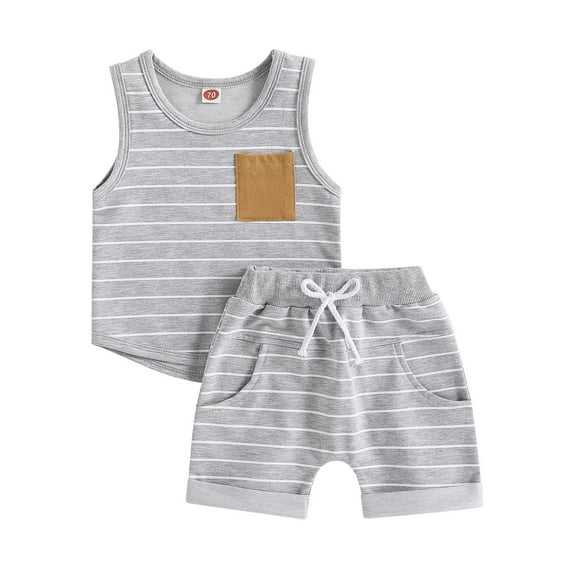 Xudanell Toddler Baby Boy Clothes 6 12 18 24 Month 2T 3T Summer Outfits Sleeveless Tank Vest T-Shirt + Casual Shorts Set for 18-24 Months