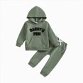 thumbnail image 1 of Xudanell Toddler Baby Boy Clothes Fall Winter Outfits Embroidery Daddy's Mini Hoodie Sweatshirt & Joggers Pant Set (Army Green, 0-6 Months), 1 of 8
