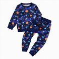 thumbnail image 1 of Xudanell Toddler Baby Boy Clothes Outfit Long Sleeve Tops+Pants 2PCS Fall Winter Pullover Sweatshirts Sets 1-5T(Blue, 2-3 Years), 1 of 5
