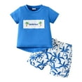 thumbnail image 1 of Xudanell Toddler Baby Boy Easter Outfit Rabbit Embroidery Short Sleeve T-shirt Shorts 2Pcs Set Summer Clothes (Blue, 2-3 Years), 1 of 9