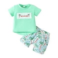 thumbnail image 1 of Xudanell Toddler Baby Boy Easter Outfit Rabbit Embroidery Short Sleeve T-shirt Shorts 2Pcs Set Summer Clothes (Green, 2-3 Years), 1 of 9
