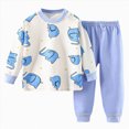 thumbnail image 1 of Xudanell Toddler Baby Boy Fall Winter Clothes Animals Parrem Long Sleeve Sweatshirt Pullover Tops + Pants Outfit Set Light Blue for Size 7-8 Years, 1 of 4