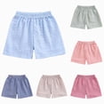 thumbnail image 1 of Xudanell Toddler Baby Boy Girl Shorts Gingham Plaid/Seersucker Shorts Summer Casual Elastic Waist Shorts Pants Bottoms (Light Green, 3-4 Years), 1 of 9