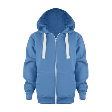 Xudanell Toddler Baby Boy Girl Zip Up Hoodies Solid Color Casual Long Sleeve Hooded Sweatshirts Jacket with Pocket (Blue,4-5 Years)